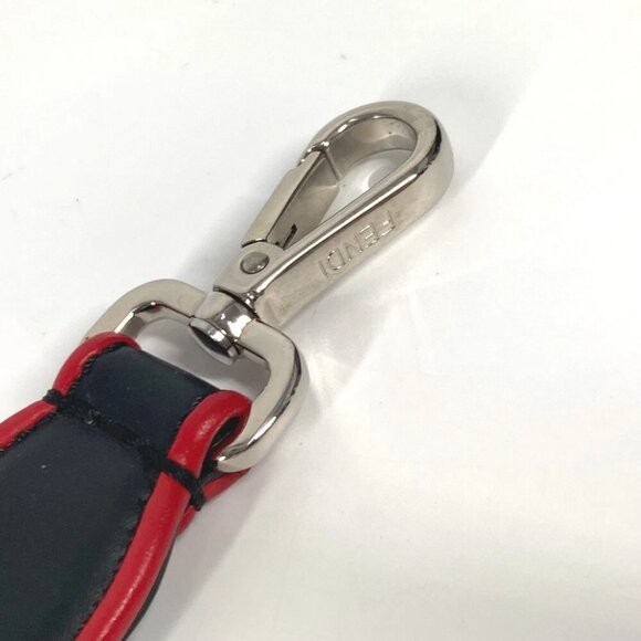 FENDI Strap You Logo Striped Short Shoulder strap Leather Black/Yellow x Red - Picture 8 of 9